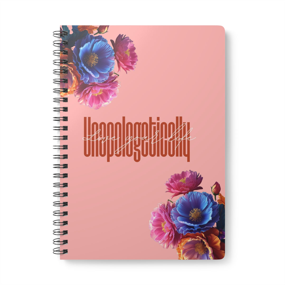 Unapologetically Floral Wirobound Notebook, Inspiring Journal for Creativity, Gift for Writers, School Supplies, A5 Sketchbook